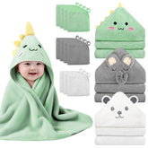 14pcs baby towels hooded set offers a complete bath-time kit for infants.