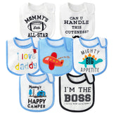 2ooya baby bib airplane pattern keeps outfits clean during meals.