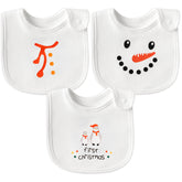 2ooya Christmas bib snowman print closeup keeps baby dry during meals