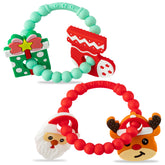 2ooya Christmas teether deer pair in red and green soothing sore gums.