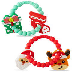 2ooya Christmas teether deer pair in red and green soothing sore gums.