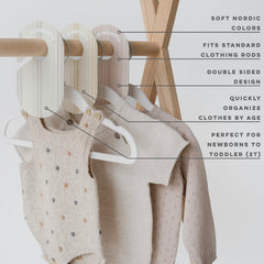 3 Sprouts closet dividers soft Nordic stripe colors blend with nursery decor.