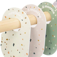 3 Sprouts terrazzo double-sided labels visible from both sides