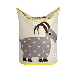 3 Sprouts baby laundry basket with goat design, lid and handles for tidy nursery storage