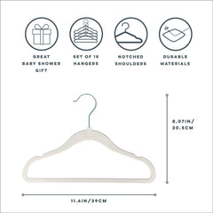 3 Sprouts cream nursery hangers in closet demonstrate a neutral, organized wardrobe.