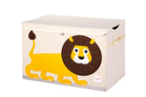 3 Sprouts lion toy chest lid keeps toys hidden and ready for quick cleanups.