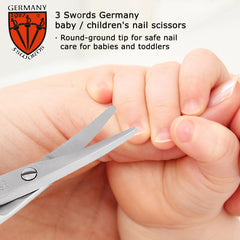 3 Swords Germany nail scissors stainless steel close-up, durable craftsmanship supports long-lasting family use.