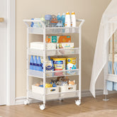 3IngSeagulls 4-Tier Diaper Cart front view—ample diaper and wipes storage for nursery organization