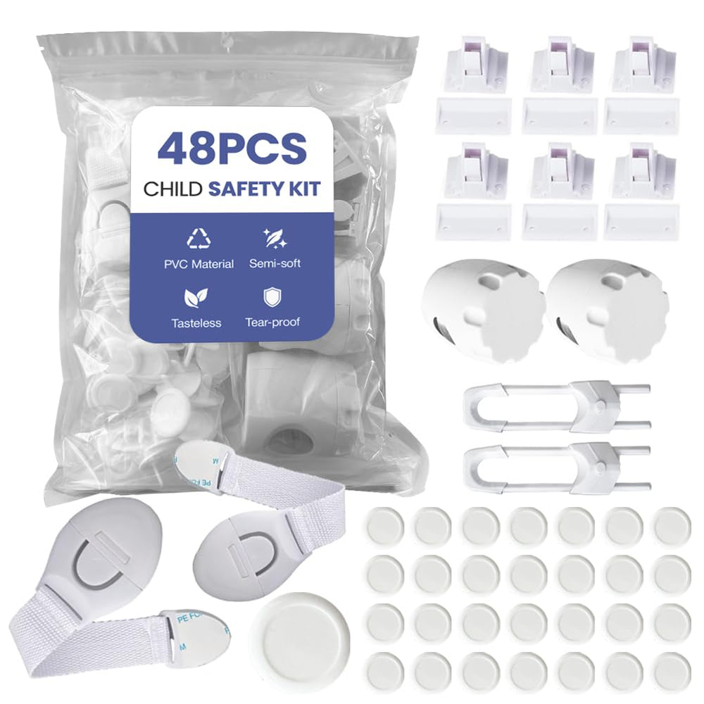 48pack baby-proofing kit cabinet latches secure cabinets for a safer kitchen