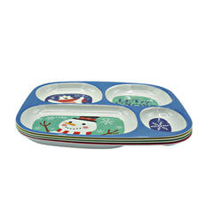 4E's Novelty Christmas divided plates feature elf design to engage toddlers at meals.