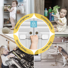 4our Kiddies drawer latches with release button for easy adult access