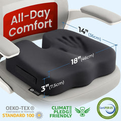 5 STARS UNITED seat cushion side-view highlights ergonomic shape for spinal alignment.