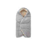 7AM Enfant Nido quilted car seat cover with hooded plush lining for cozy warmth.