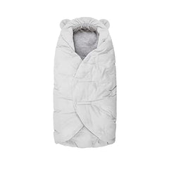 7 A.M. Enfant Nido quilted cover with hooded plush lining for car seat warmth.