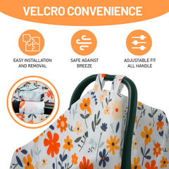 80S Muslin car seat cover uses breathable fabric for warm-weather comfort