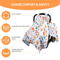 80S Muslin car seat cover demonstrates light diffusion creating a soft shade