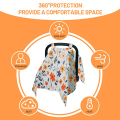 80S Muslin car seat cover features universal fit for most seats and strollers