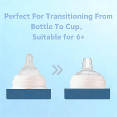 8Pack transition spout demonstrates bottle to cup use for independent drinking