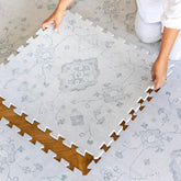 Lillefolk baby play mat 6x6ft gray puzzle tiles for safe tummy time and play