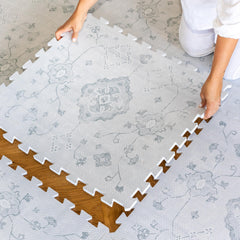 Lillefolk baby play mat 6x6ft gray puzzle tiles for safe tummy time and play