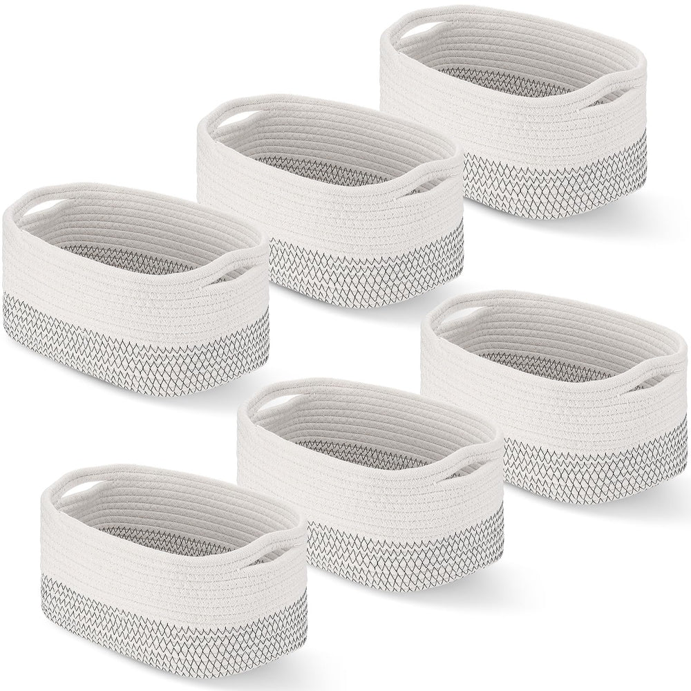 Sawysine cotton rope basket with handles for easy closet organization.