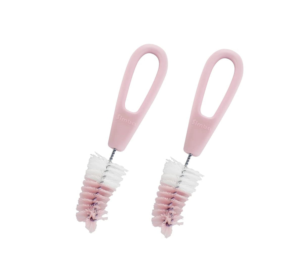 Simba Rotary Nipple Brush Pink close-up handle for precise cleaning.