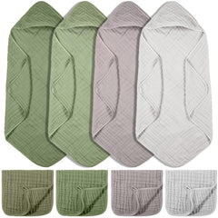 VitalCozy hooded baby towel in sage green warms and dries gently after bath time