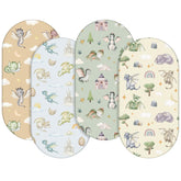 VitalCozy dragon bassinet sheet closeup highlighting gentle polyester touch for baby's skin