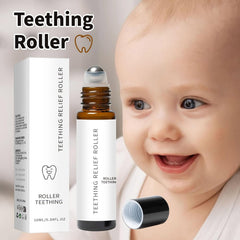 Close-up of A Thousand Roses Teething Roller bottle highlighting natural ingredients.