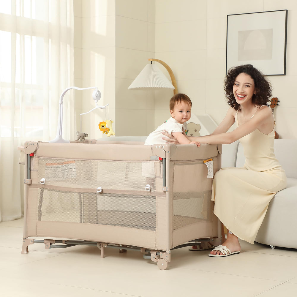 A2DAO 5-in-1 pack-n-play bedside-sleeper offers close observation and versatile newborn sleep setup.