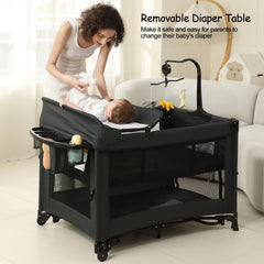 A2DAO black 5in1 bassinet captures soothing rocking and close care.
