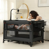 A2DAO black 5in1 bedside-sleeper highlights near-bed sleep and easy access.
