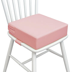 AAAini booster seat pink front view shows compact, portable toddler seating for meals.