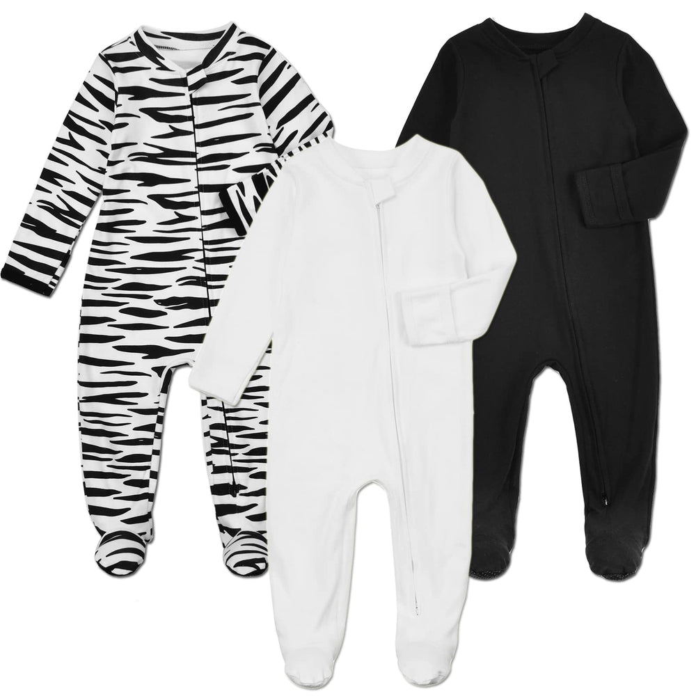 Aablexema baby footie pajamas white with soft cotton for breathable comfort