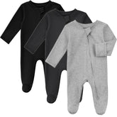 Aablexema baby pajamas with 2-way zipper for easy dressing and quick diaper changes.