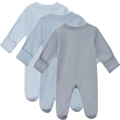 Aablexema baby pajamas blue set back view highlights snug, full-coverage design.