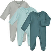 Aablexema baby pajamas green set with 2-way zipper for easy dressing and diaper changes.