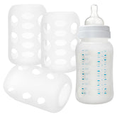 Abaodam bottle sleeve white closeup shows soft touch silicone protection for glass bottles