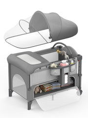 Abbi Casey baby bassinet 4in1 setup offers compact newborn sleep and play space.