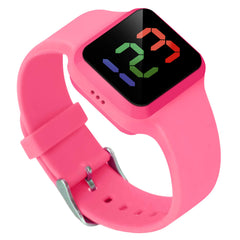 ABC123 Potty Training Watch 2 pink on wrist, kid-friendly wearable for regular potty reminders.