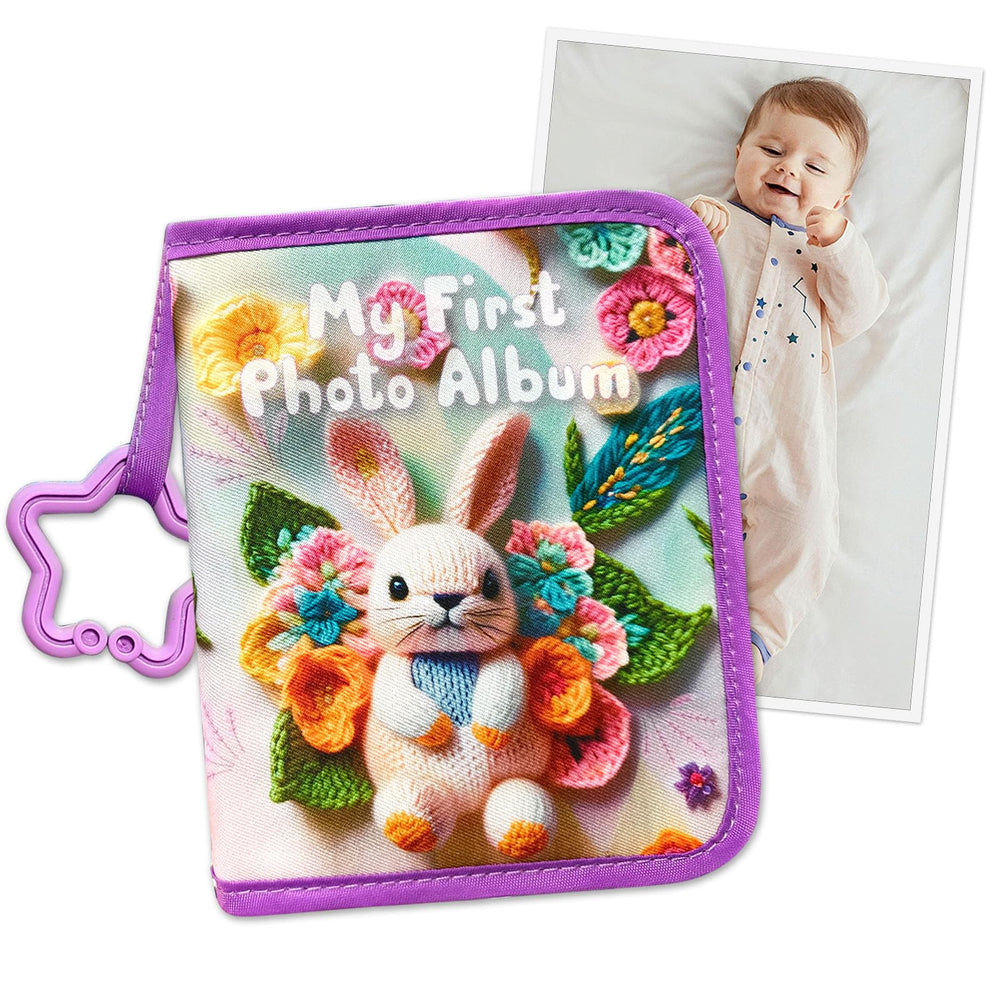 ABCKEY Baby's First Family Album front cover with vibrant patterns preserves memories beautifully.