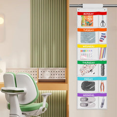 ABCKEY Rainbow Weekly Organizer large pockets hold school uniforms neatly.