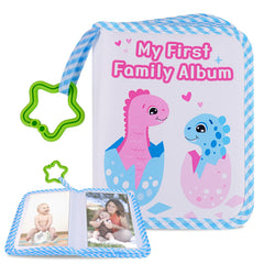 abcxgood baby's first family album cover in soft fabric for gentle touch.