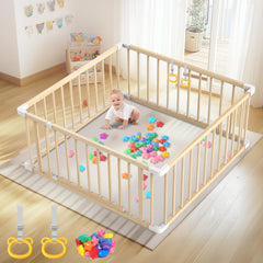 Abdtech Baby Wooden Playpen open view for easy supervision and wide play.