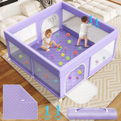 Abdtech baby playpen with mat 64x64 assembly demonstrates spacious play area for safe crawling.