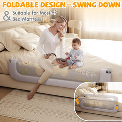 Abdtech bed guard lift mechanism showcases adjustable height for different mattress thicknesses.