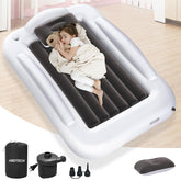 Abdtech inflatable toddler bed setup demonstrates travel-ready comfort on the road.