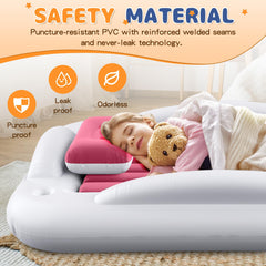 Abdtech inflatable toddler travel bed with built-in pump demonstration for effortless setup