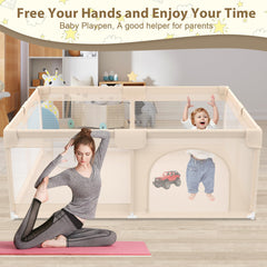 Abdtech Playpen Apricot soft mesh cover provides breathable comfort.