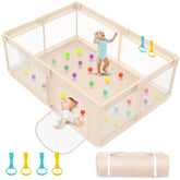 Abdtech Playpen large apricot mesh cover provides breathable, spacious play space.